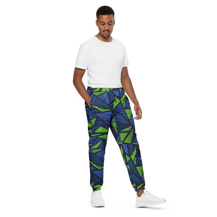 Unisex Track Pants - Green-Blue Crack