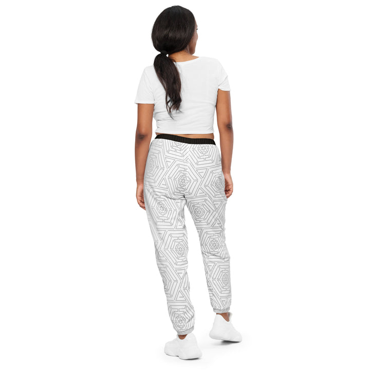 Unisex Track Pants - White-Grey Maze