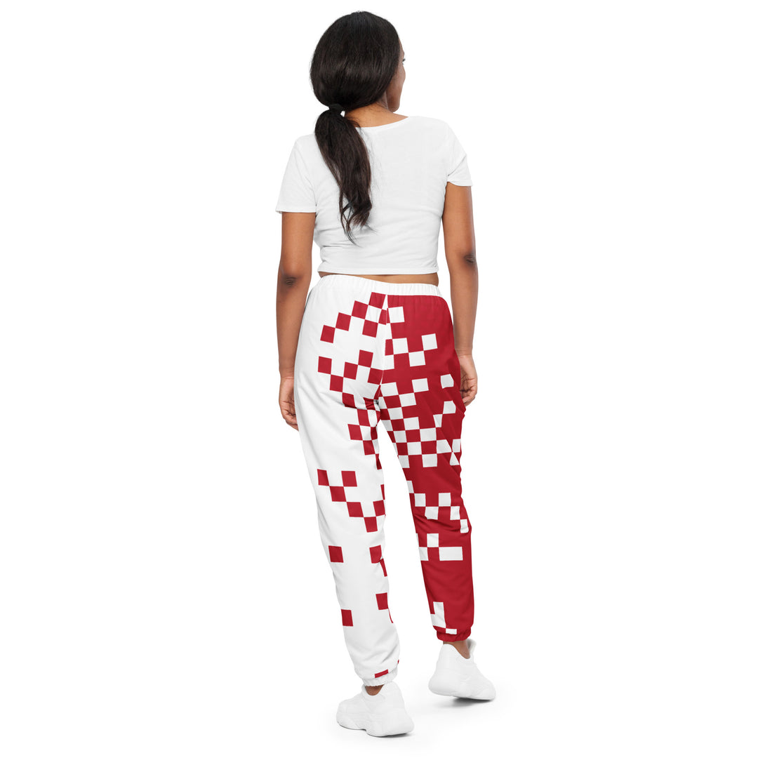 Unisex Track Pants - Red-White Pixel