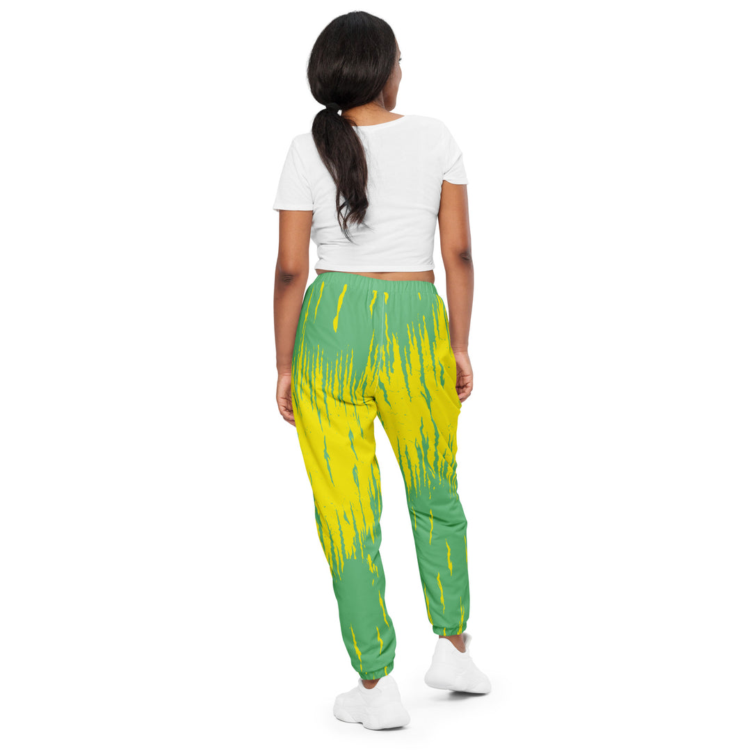 Unisex Track Pants - Yellow-Green Flame