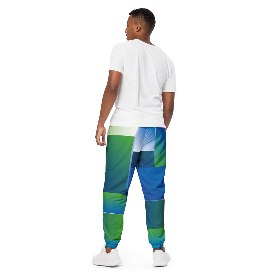 Unisex Track Pants - Green-Blue Square