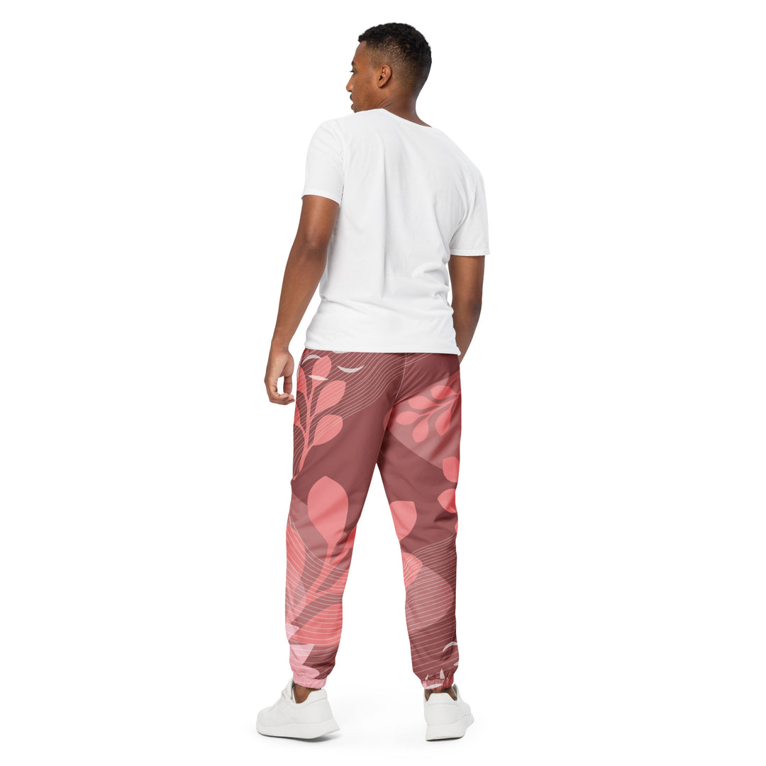 Unisex Track Pants - Red-White Plant