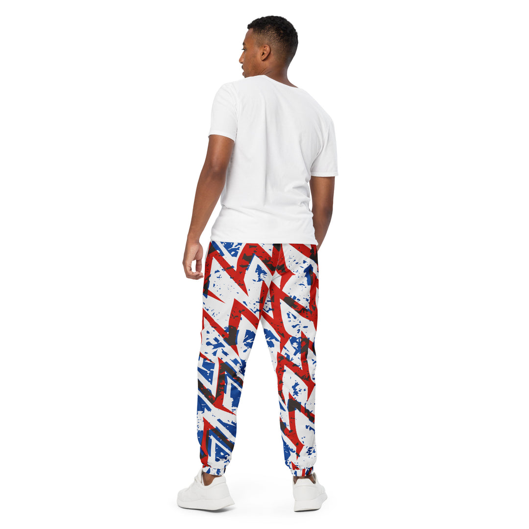 Unisex Track Pants - White-Red Saw