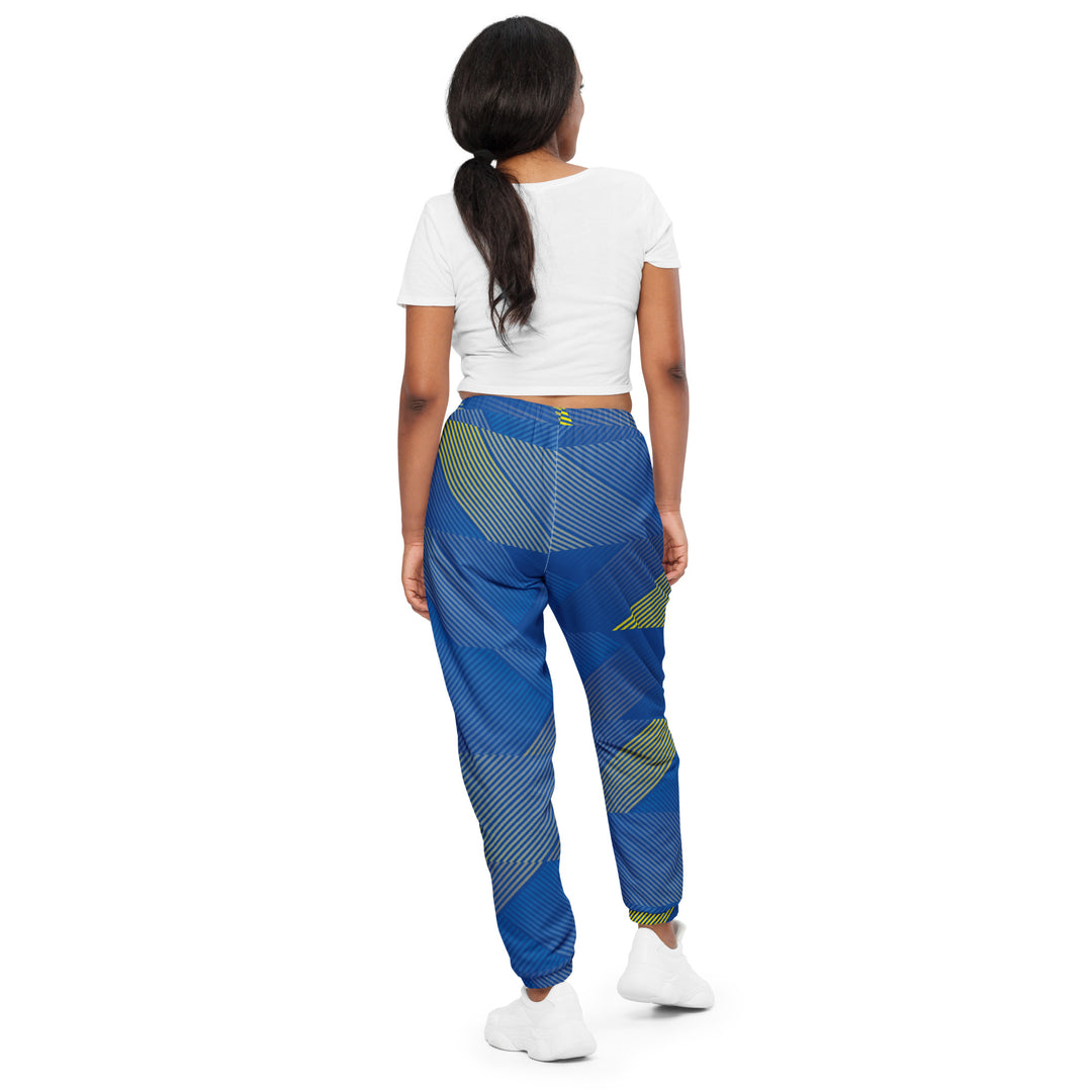 Unisex Track Pants - Blue-Yellow Line