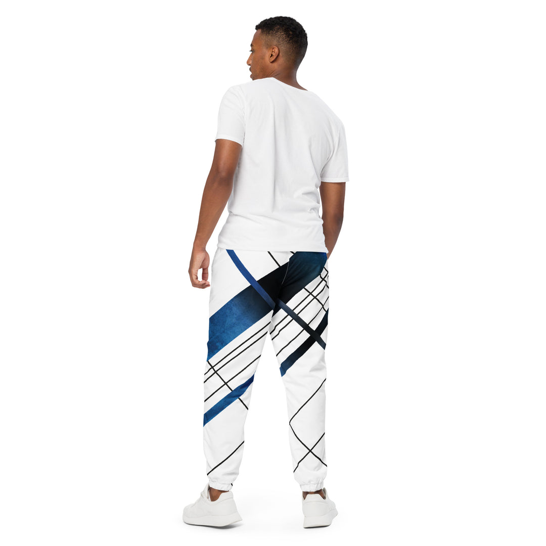 Unisex Track Pants - White-Blue Abstract