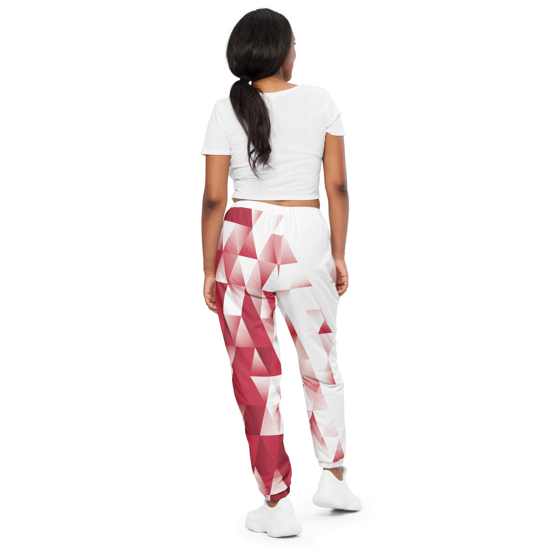 Unisex Track Pants - White-Red Fade