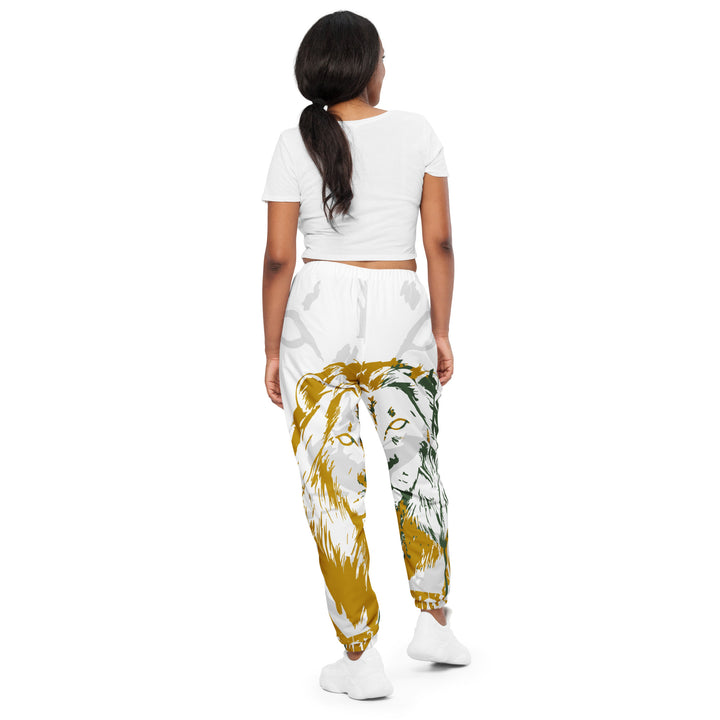 Unisex Track Pants - White-Yellow Lion