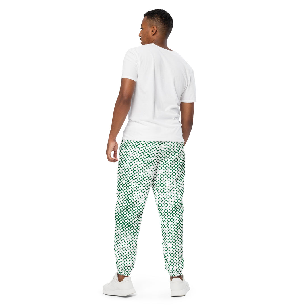 Unisex Track Pants - White-Green Grid