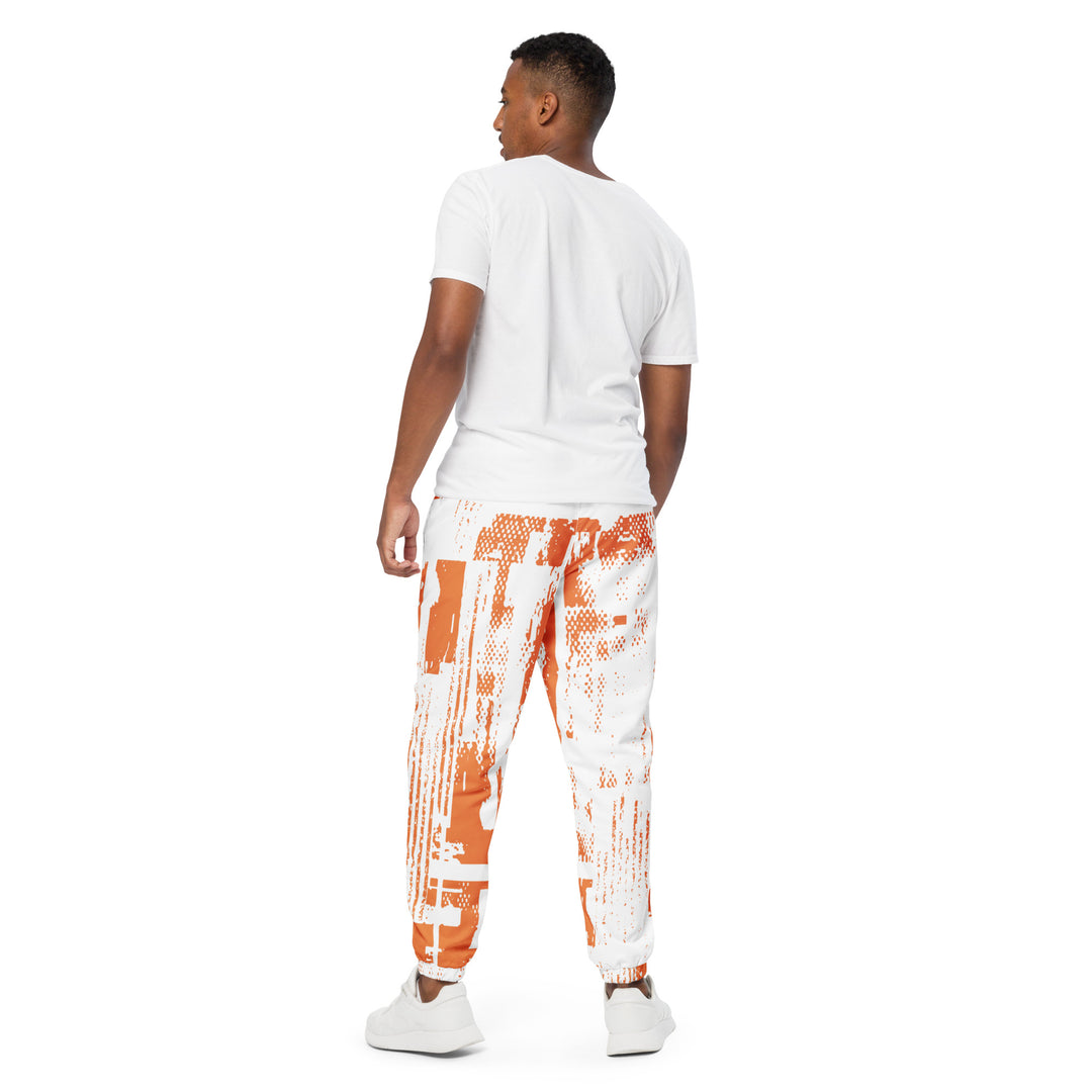 Unisex Track Pants - White-Orange Paint