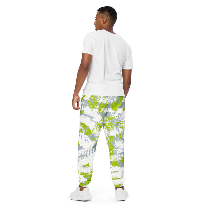 Unisex Track Pants - White-Green Spray