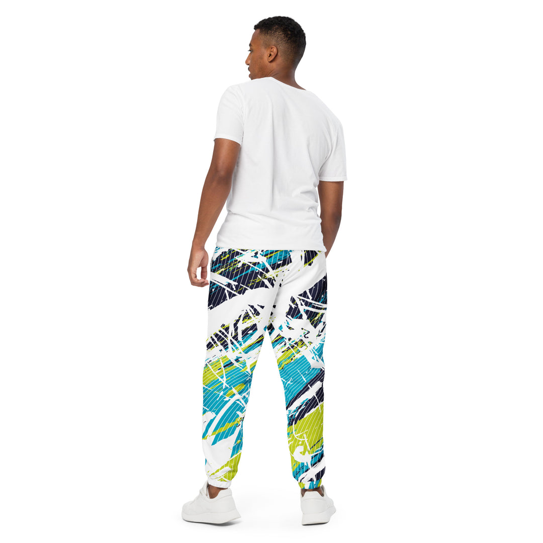 Unisex Track Pants - White-Green Curve