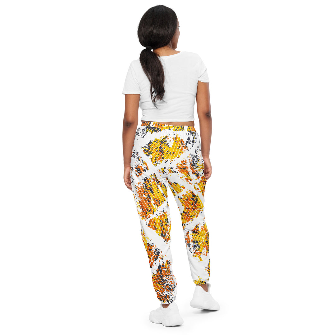 Unisex Track Pants - White-Yellow Grid