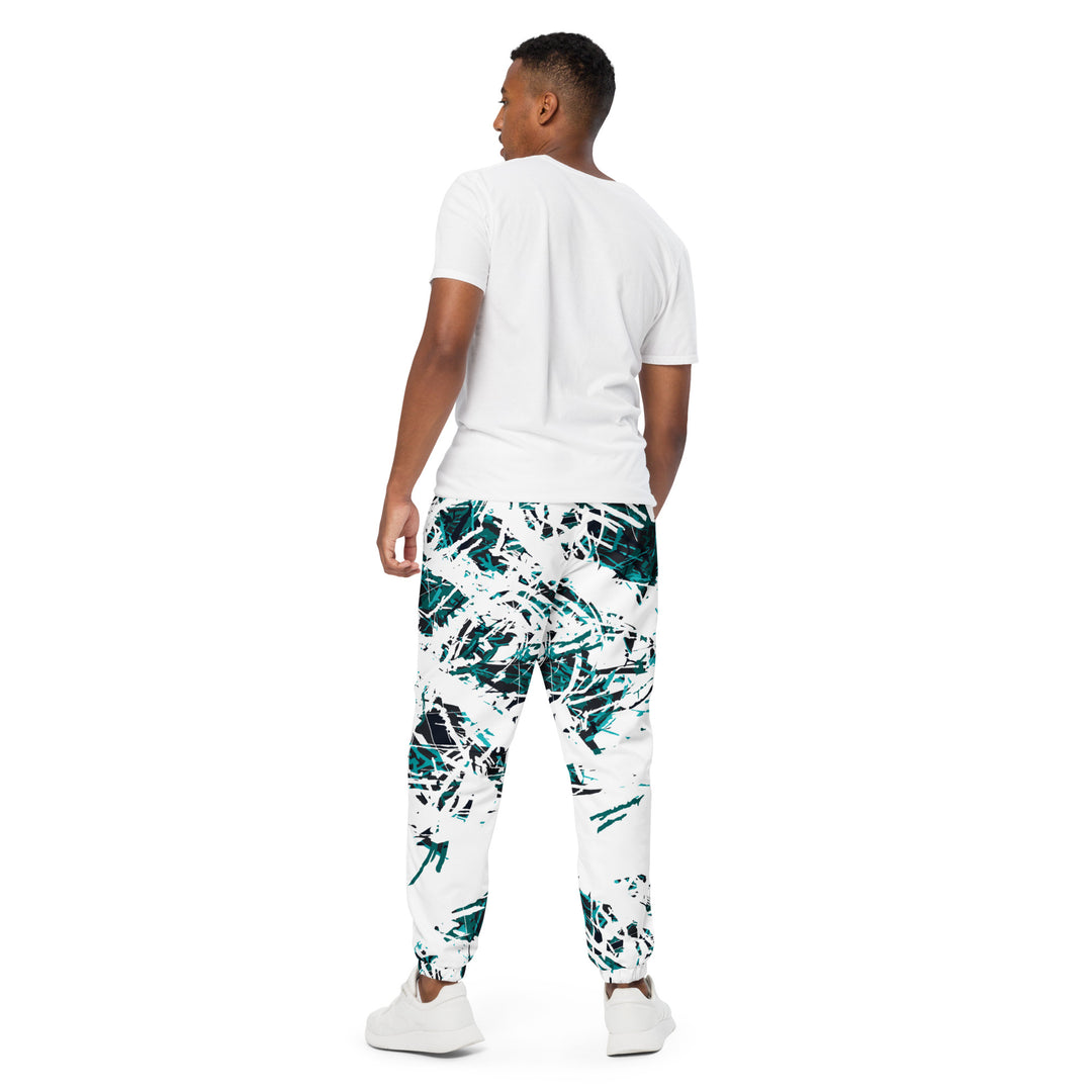 Unisex Track Pants - White-Turquoise Skill