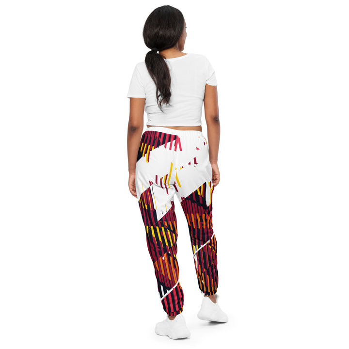 Unisex Track Pants - White-Red Level