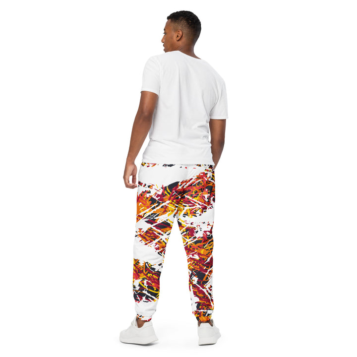 Unisex Track Pants - White-Red Criss