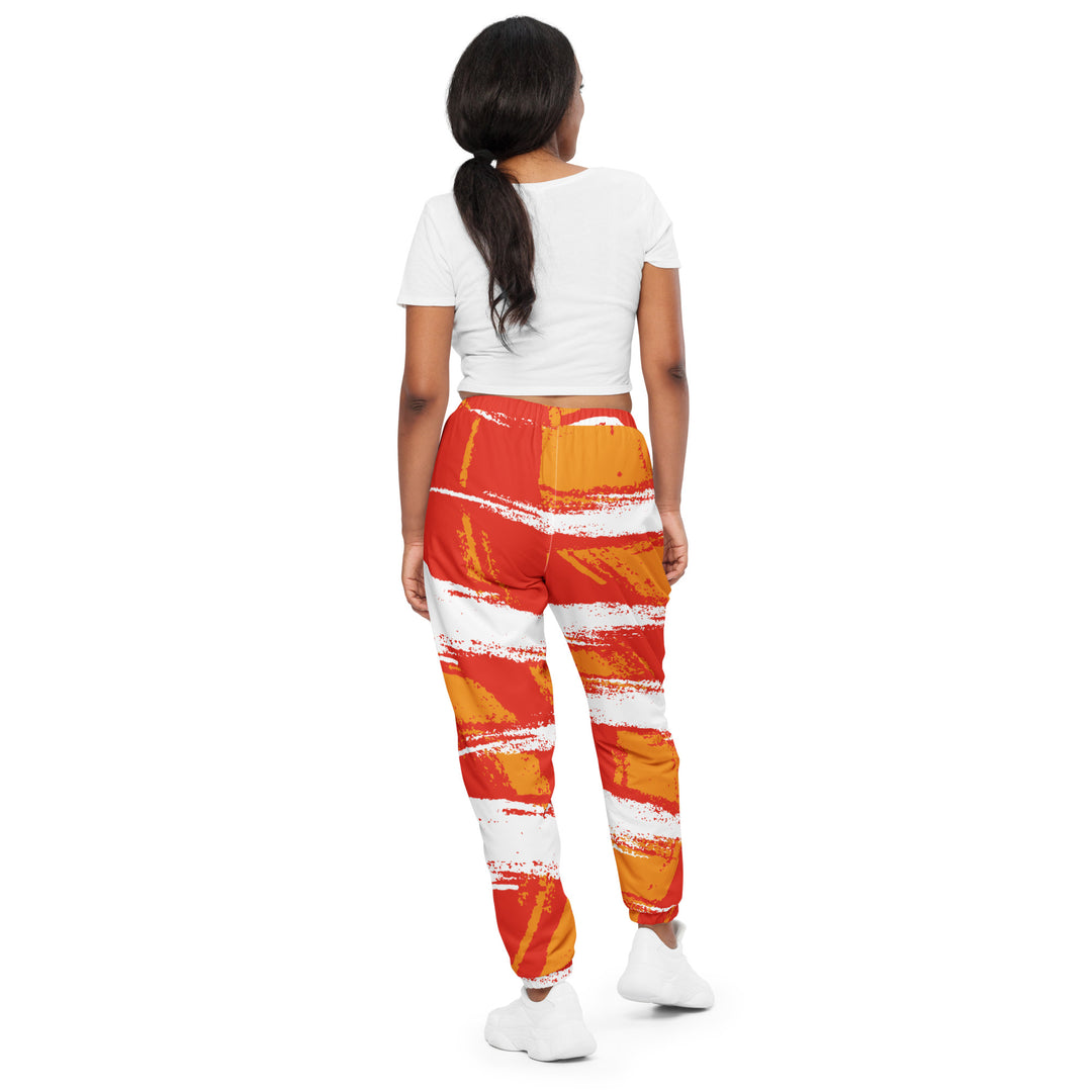 Unisex Track Pants - White-Orange Strike