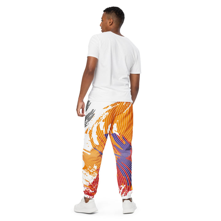 Unisex Track Pants - White-Orange Curve