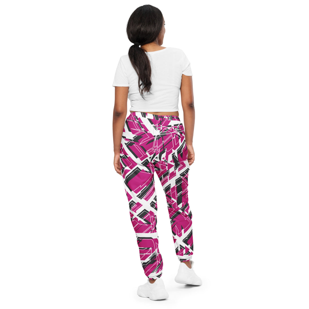 Unisex Track Pants - White-Pink Font