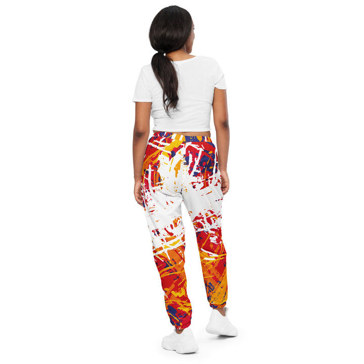 Unisex Track Pants - White-Orange Rage