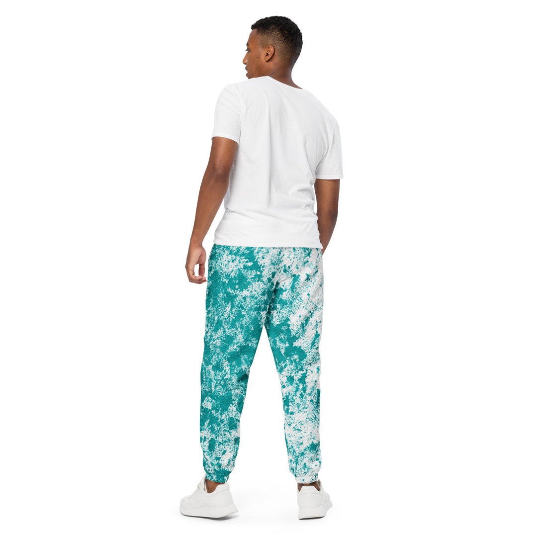 Unisex Track Pants - White-Turquoise Paint