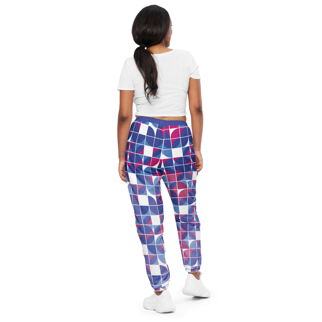 Unisex Track Pants - White-Purple Square