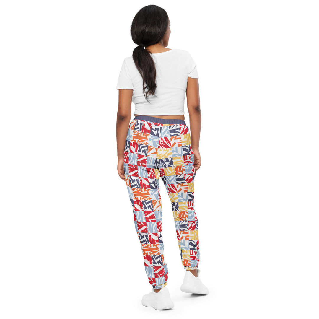 Unisex Track Pants - White-Orange Square