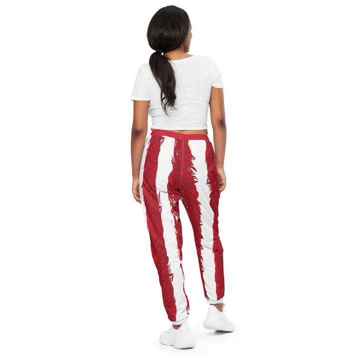 Unisex Track Pants - White-Red Bar