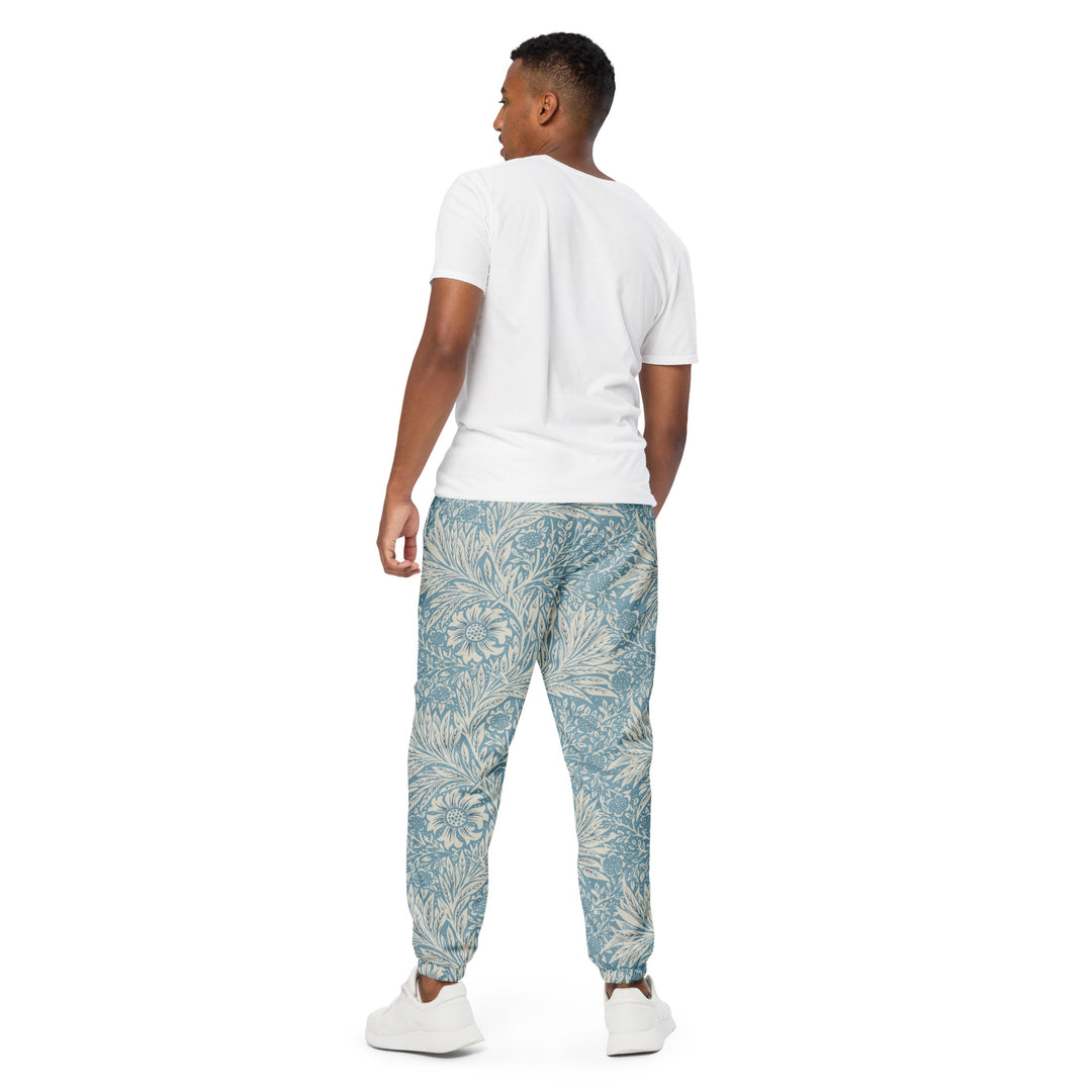 Unisex Track Pants - Beige-Blue Flower