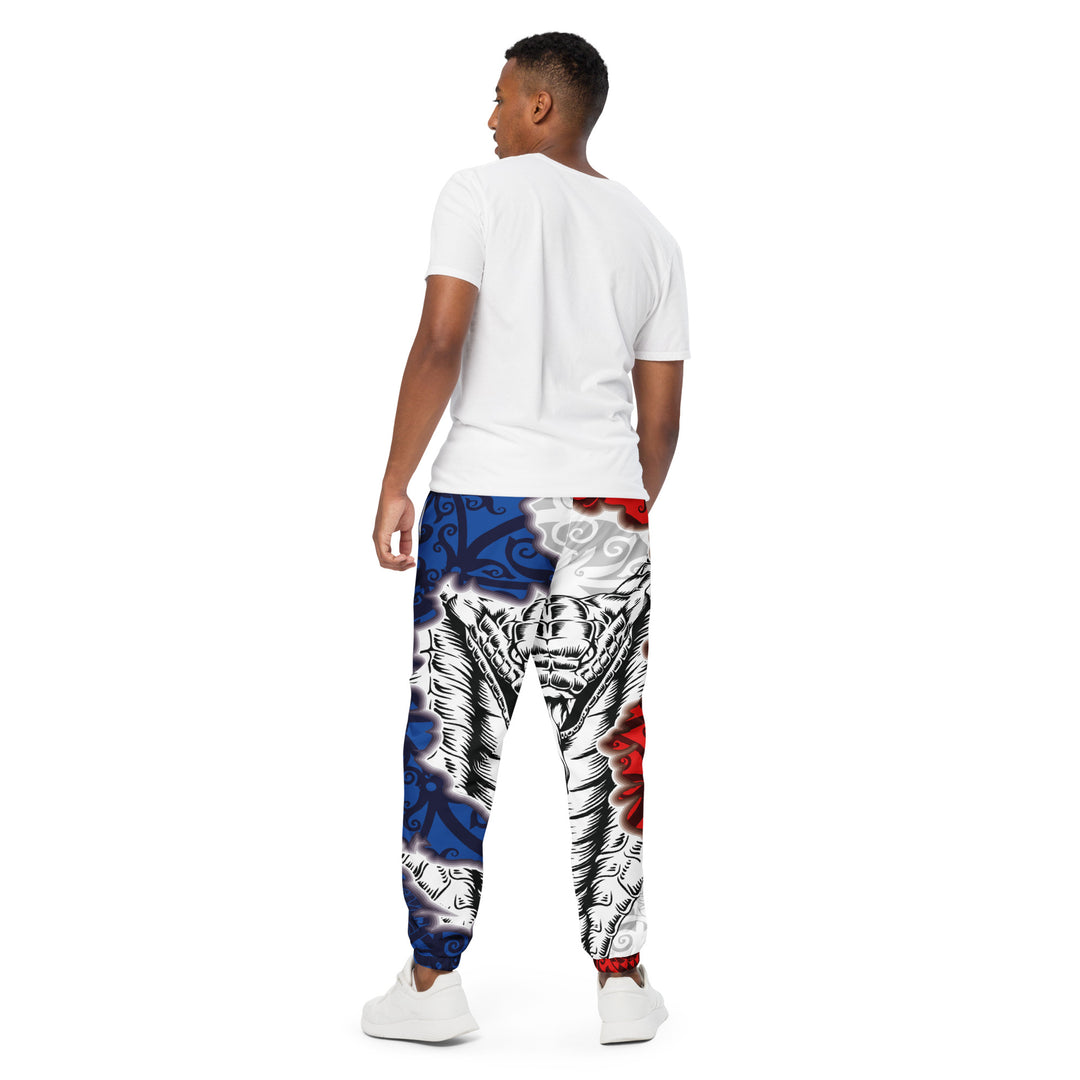 Unisex Track Pants - White-Red Snake