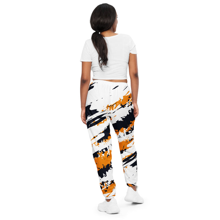 Unisex Track Pants - White-Orange Ruin