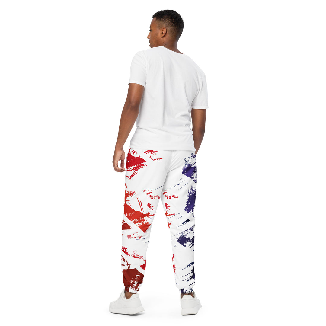 Unisex Track Pants - White-Blue Grunge