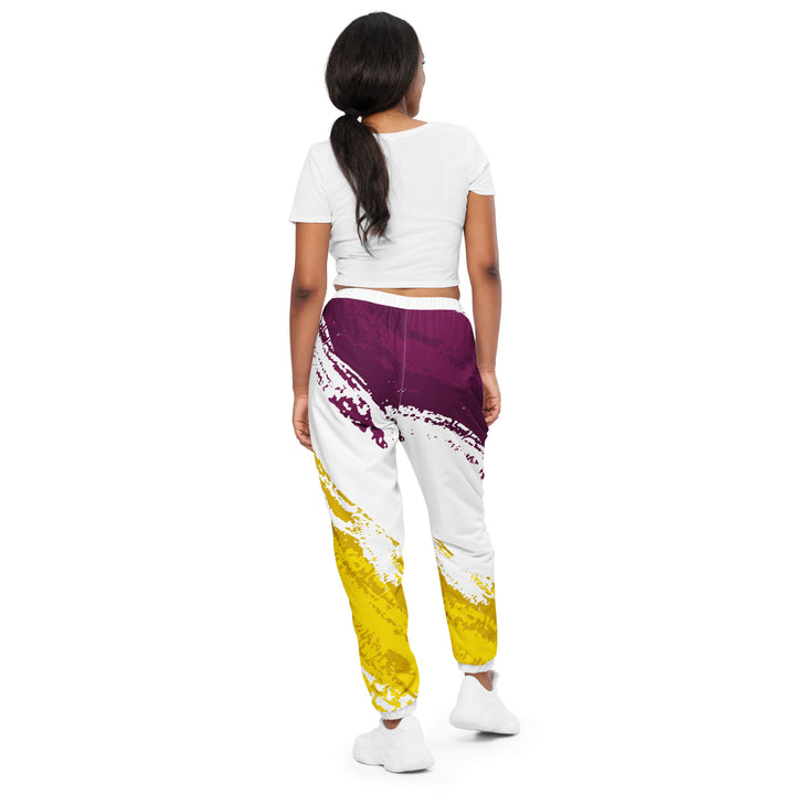 Unisex Track Pants - White-Yellow Burst