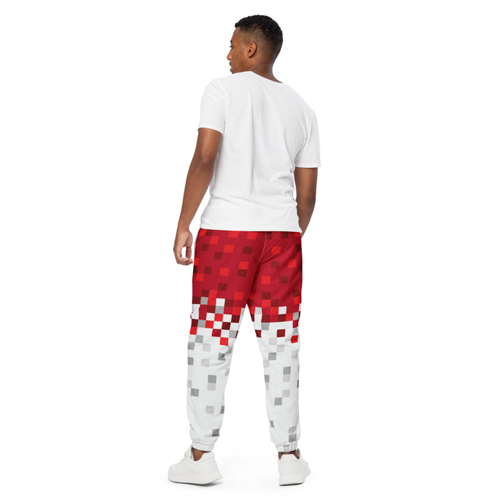 Unisex Track Pants - White-Red Pixel