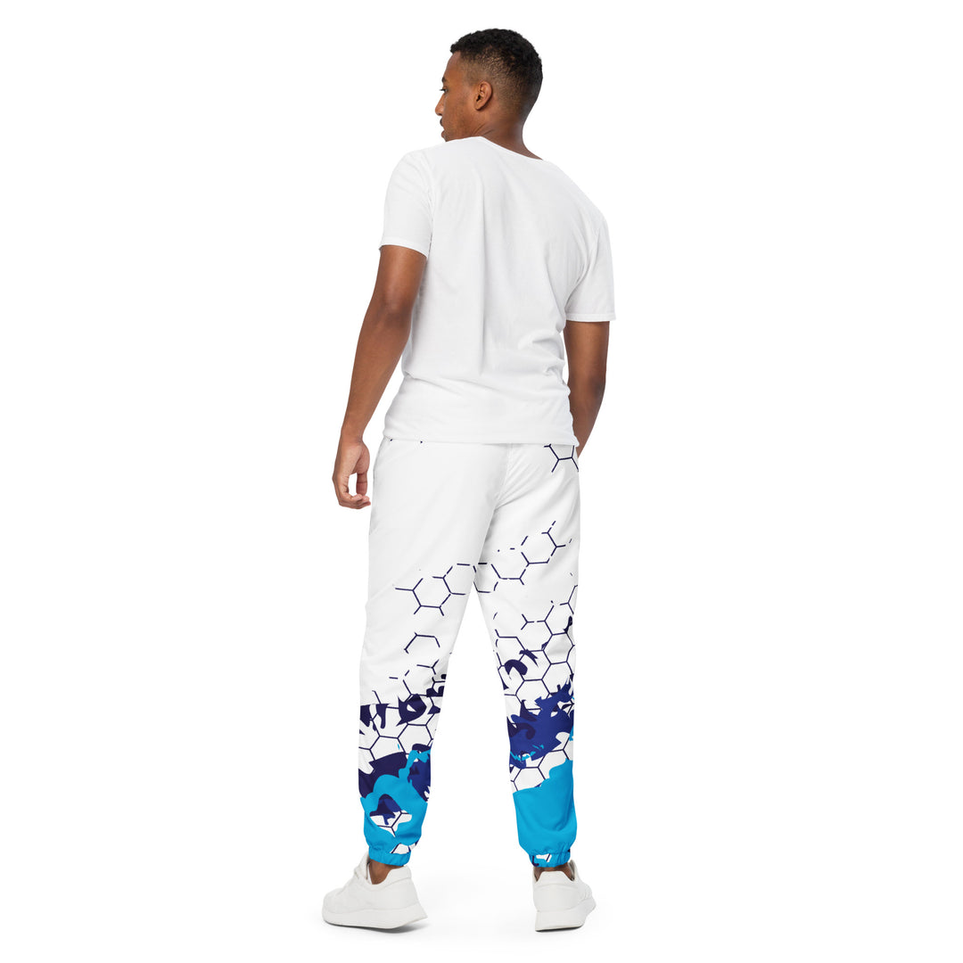 Unisex Track Pants - White-Blue Comb