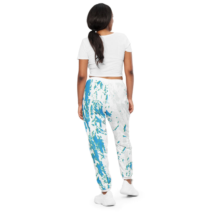 Unisex Track Pants - White-Turquoise Action