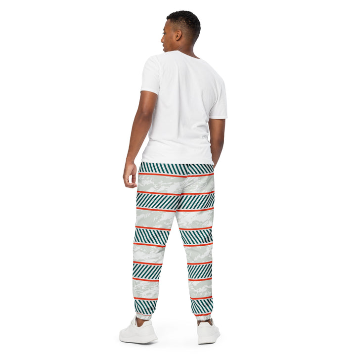 Unisex Track Pants - White-Red Tracks