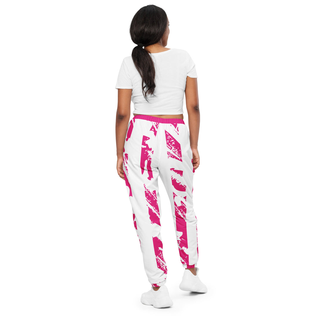 Unisex Track Pants - Pink-White Bar