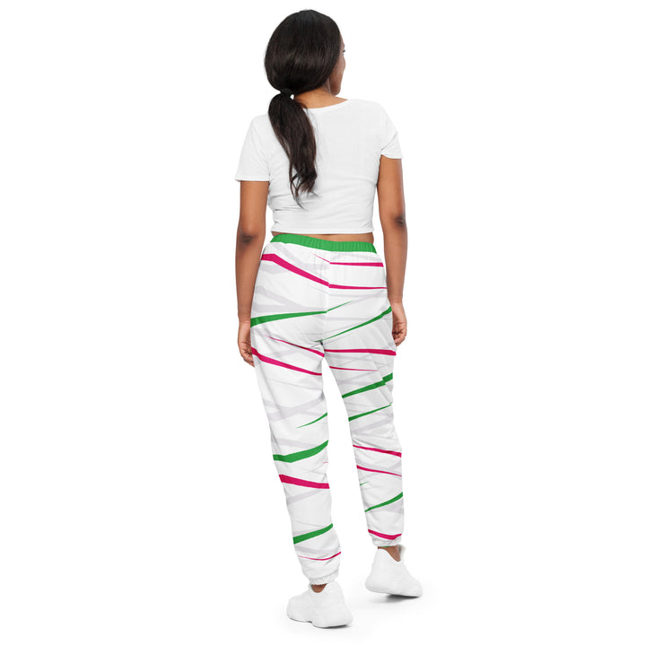 Unisex Track Pants - White-Green Spike