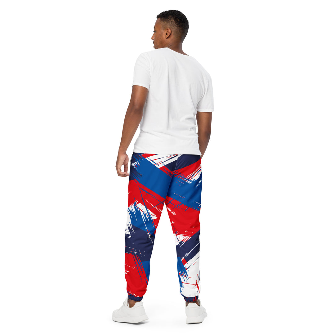 Unisex Track Pants - Blue-Red Clutter