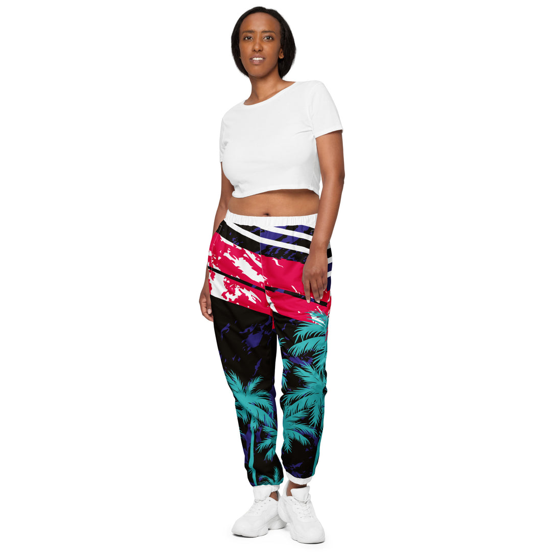 Unisex Track Pants - Black-White Palms