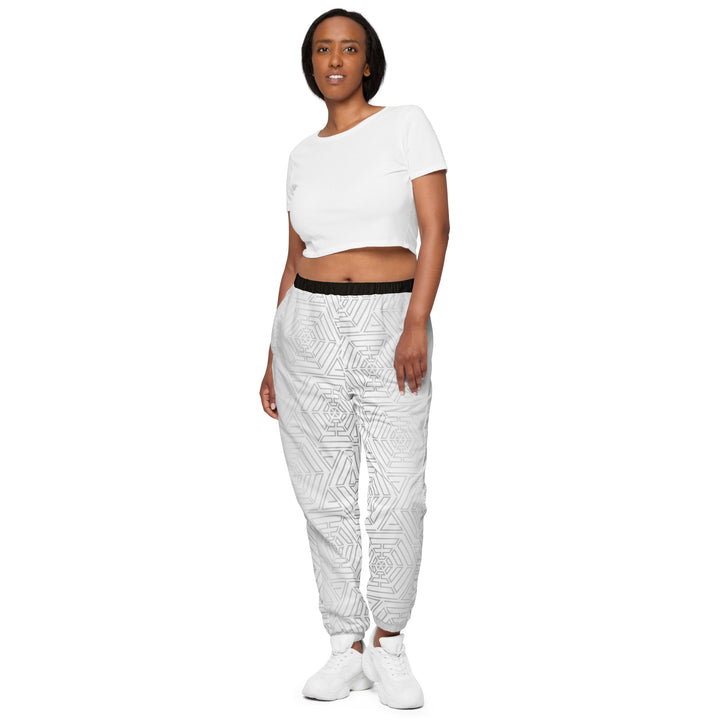 Unisex Track Pants - White-Grey Maze