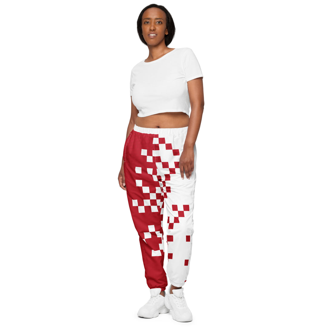 Unisex Track Pants - Red-White Pixel