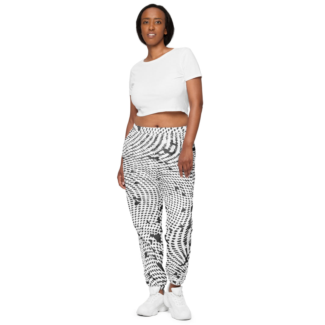 Unisex Track Pants - White-Grey Curvature