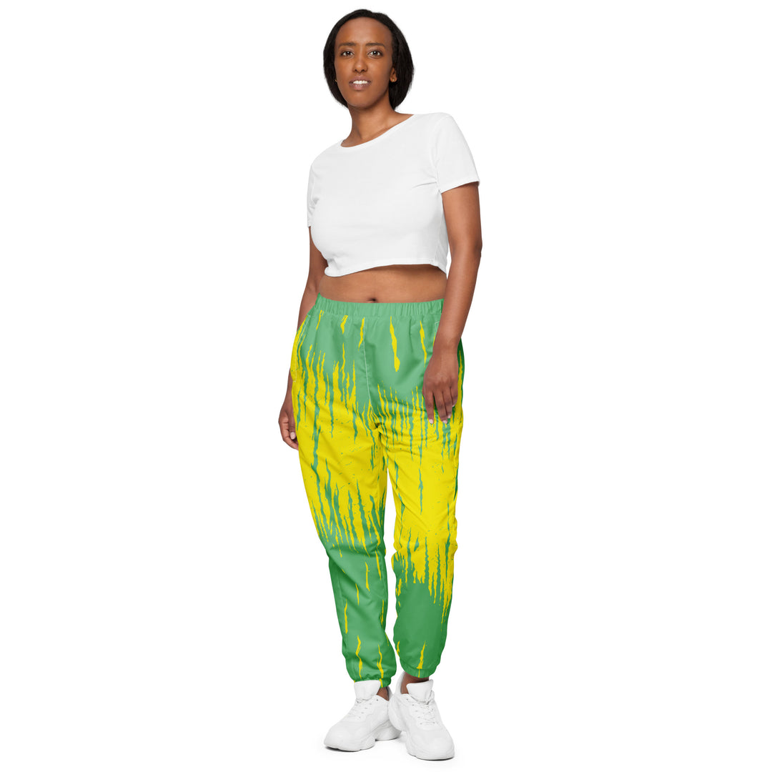 Unisex Track Pants - Yellow-Green Flame