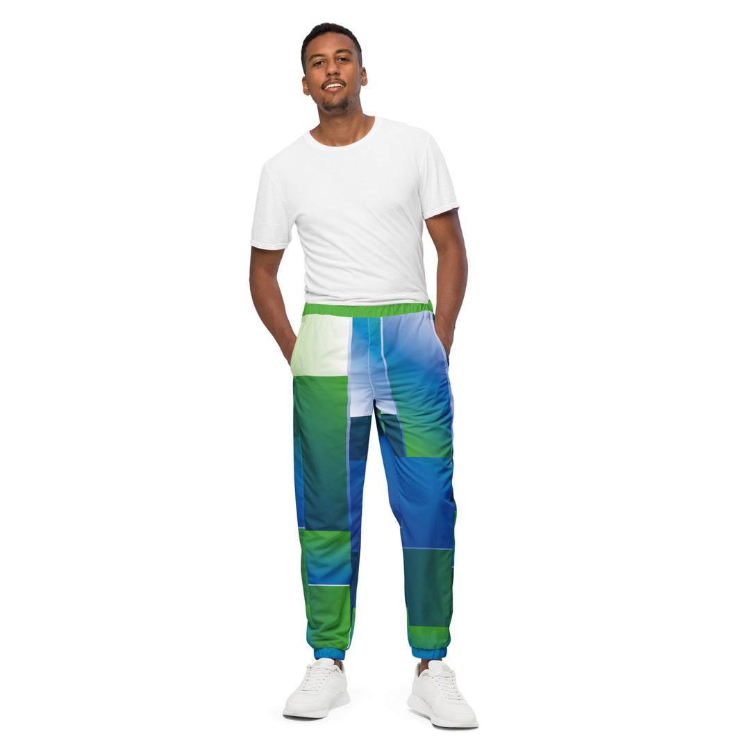 Unisex Track Pants - Green-Blue Square