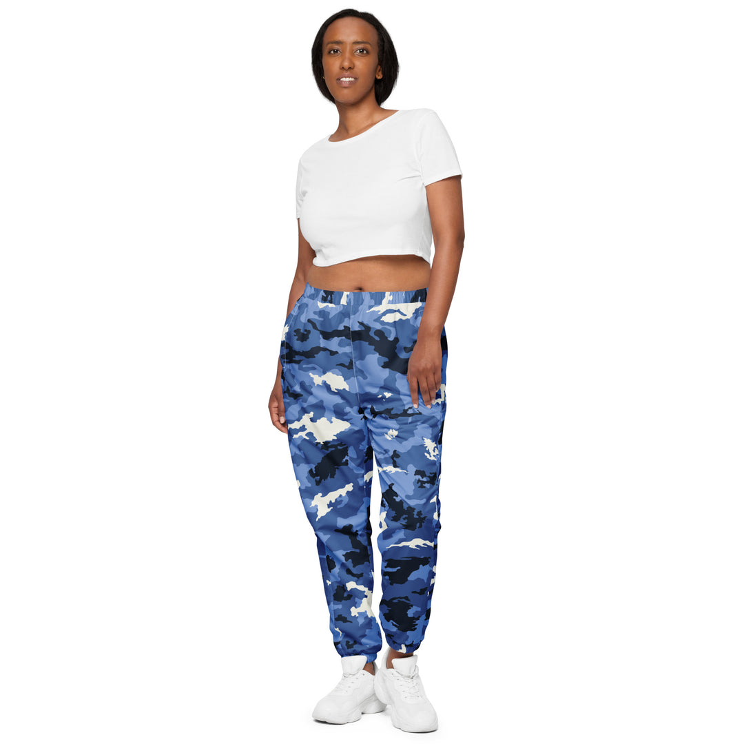 Unisex Track Pants - White-Blue Camouflage