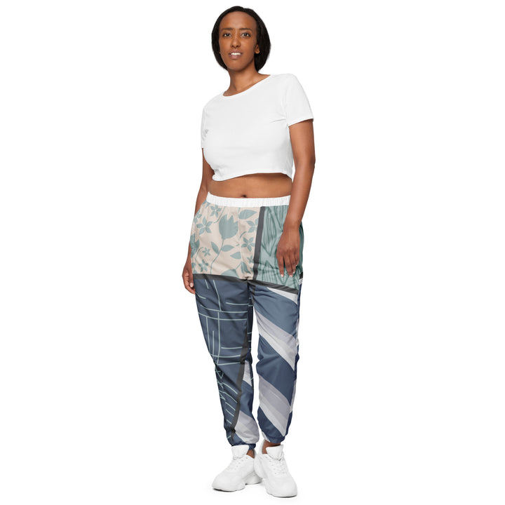 Unisex Track Pants - Blue-Beige Cross