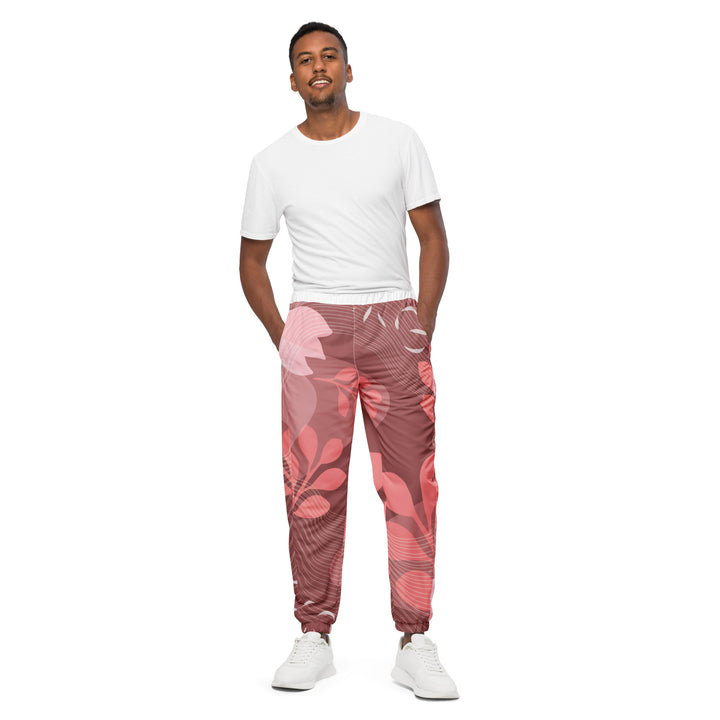 Unisex Track Pants - Red-White Plant