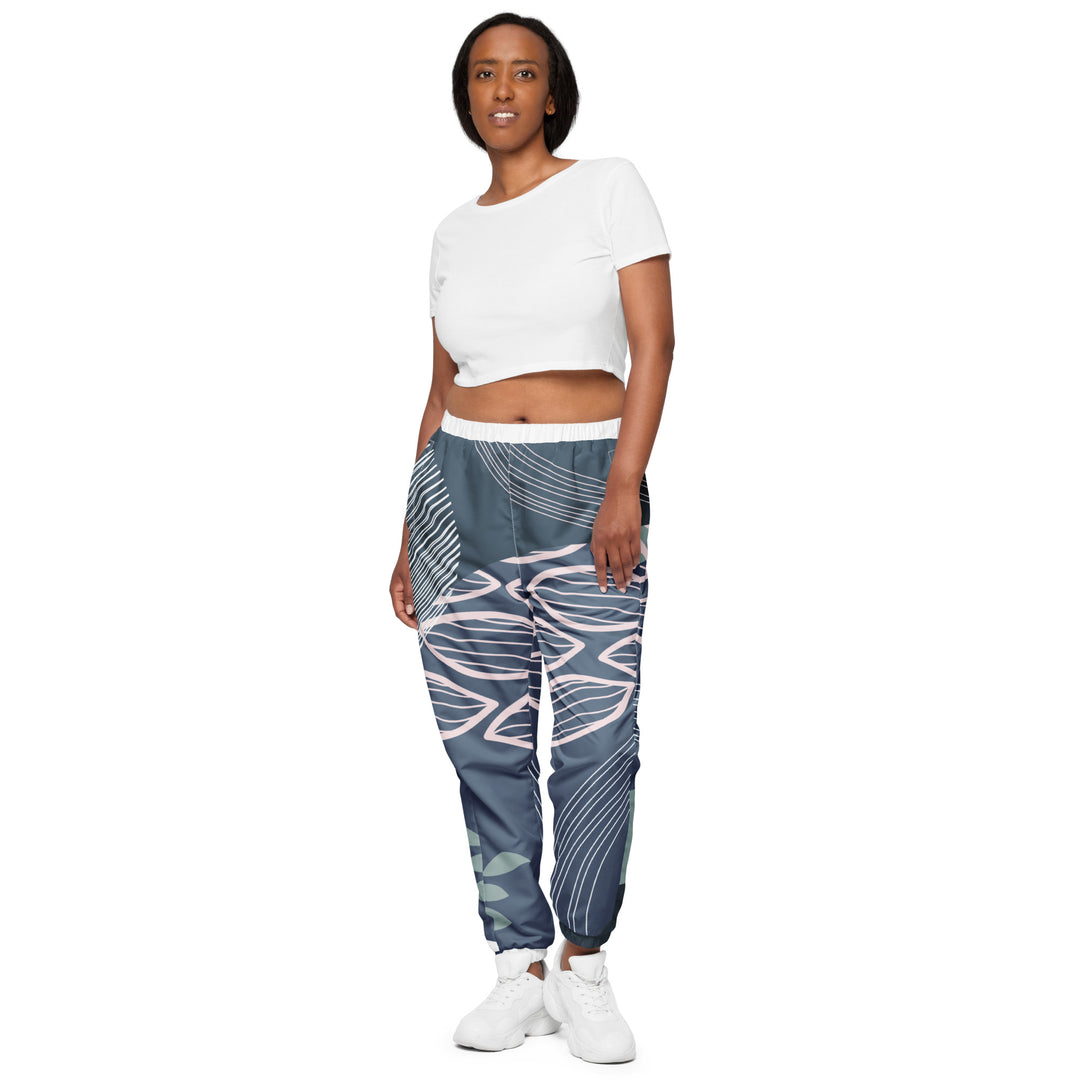 Unisex Track Pants - Grey-White Plant