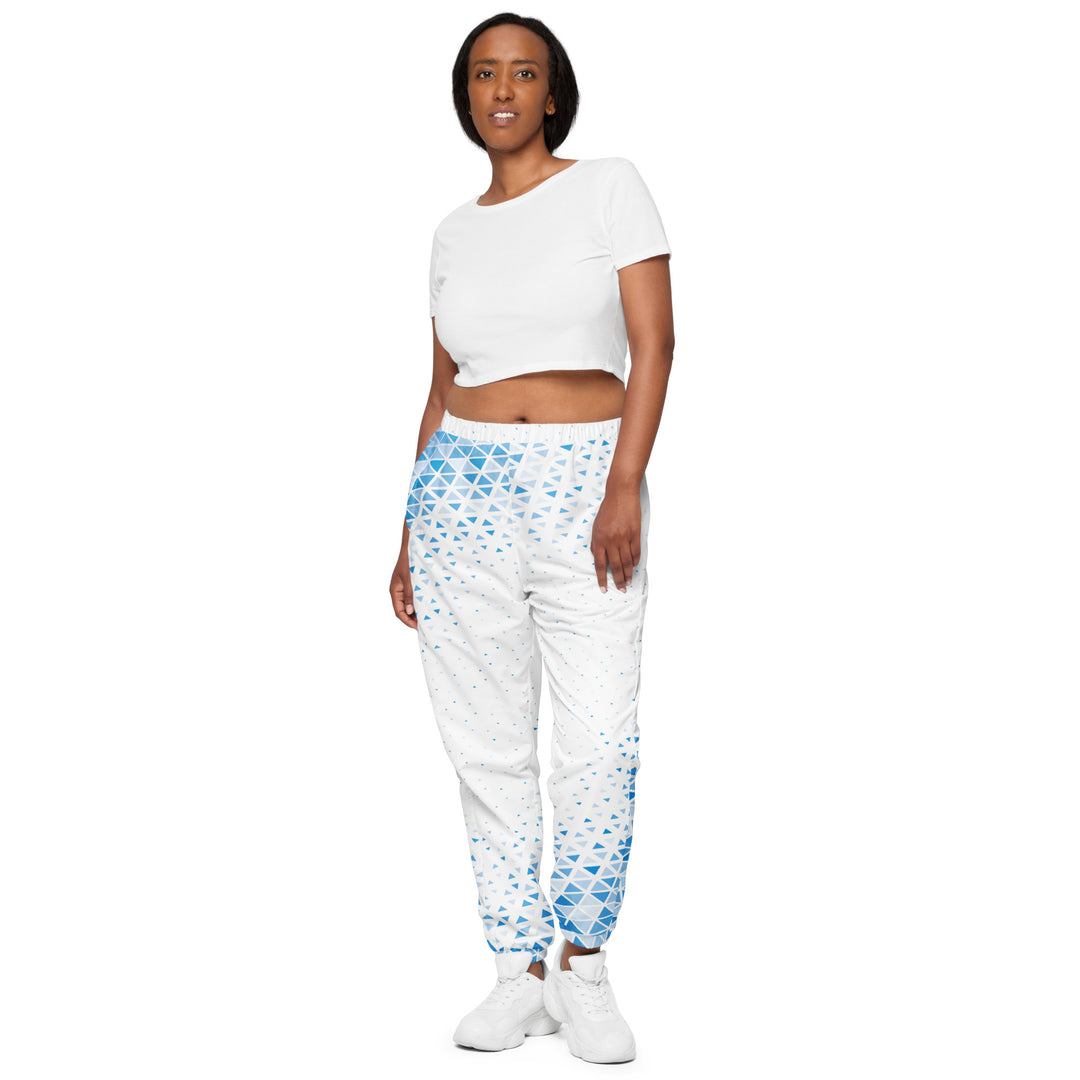 Unisex Track Pants - White-Blue Triangle